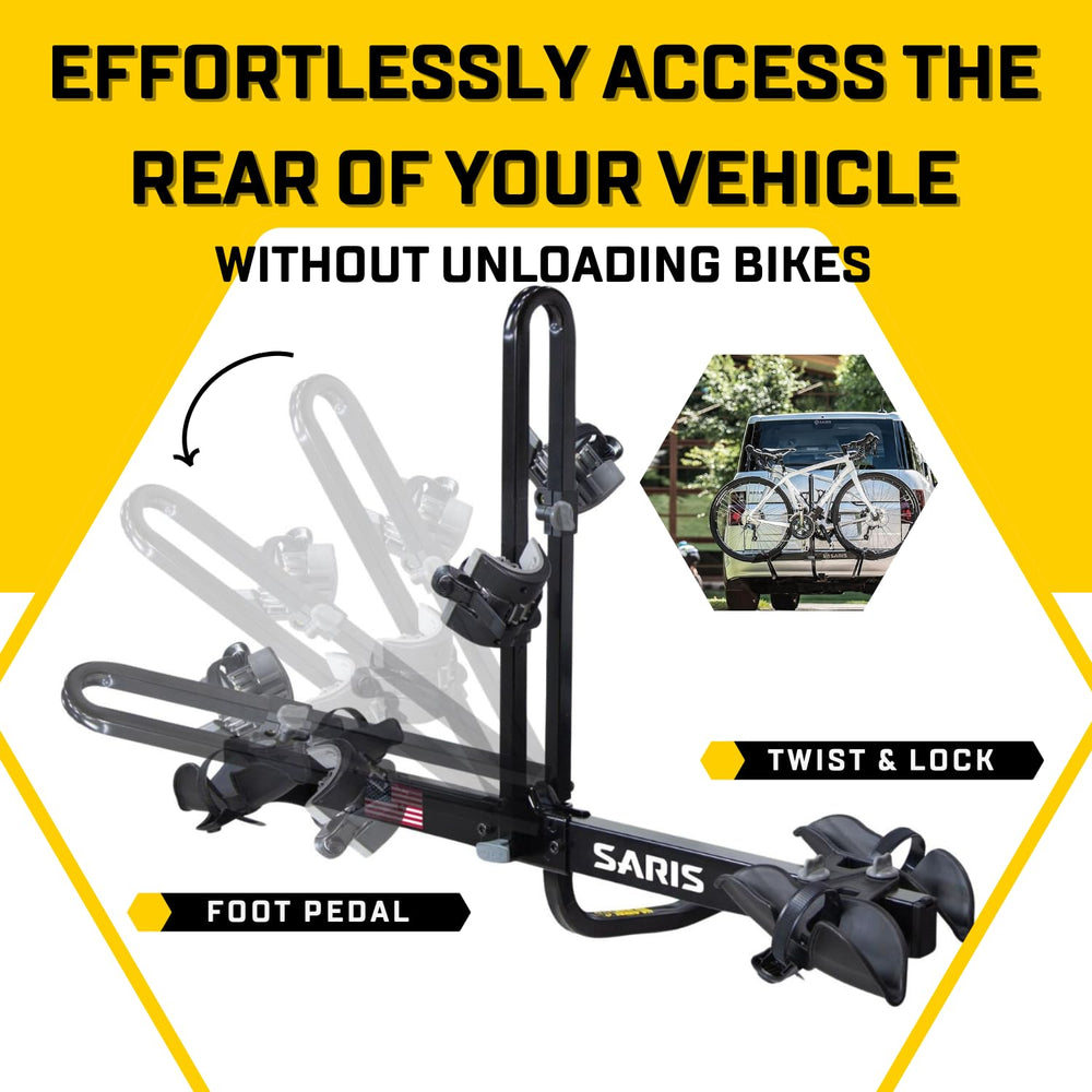 Saris Freedom 2-Bike Hitch Rack with two bikes loaded for travel