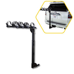 Saris Grand Slam four-bike hitch rack transports up to four bikes securely on family trips.
