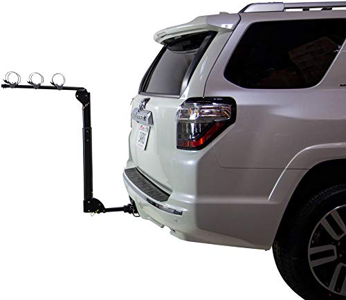 Saris Grand Slam tilting base enables trunk access with bikes loaded