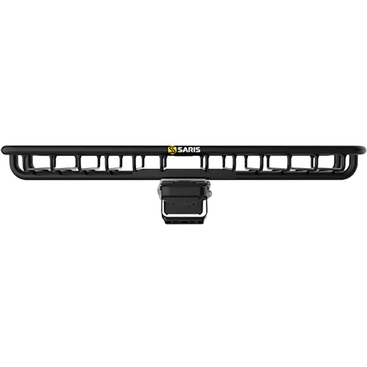 Side view of the Saris MHS cargo basket tray showing rugged frame.
