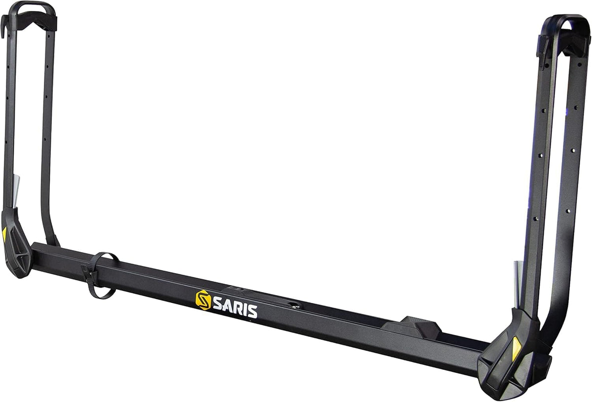 Saris MHS Duo 1-Bike Tray securely attached to a hitch rack for reliable transport.