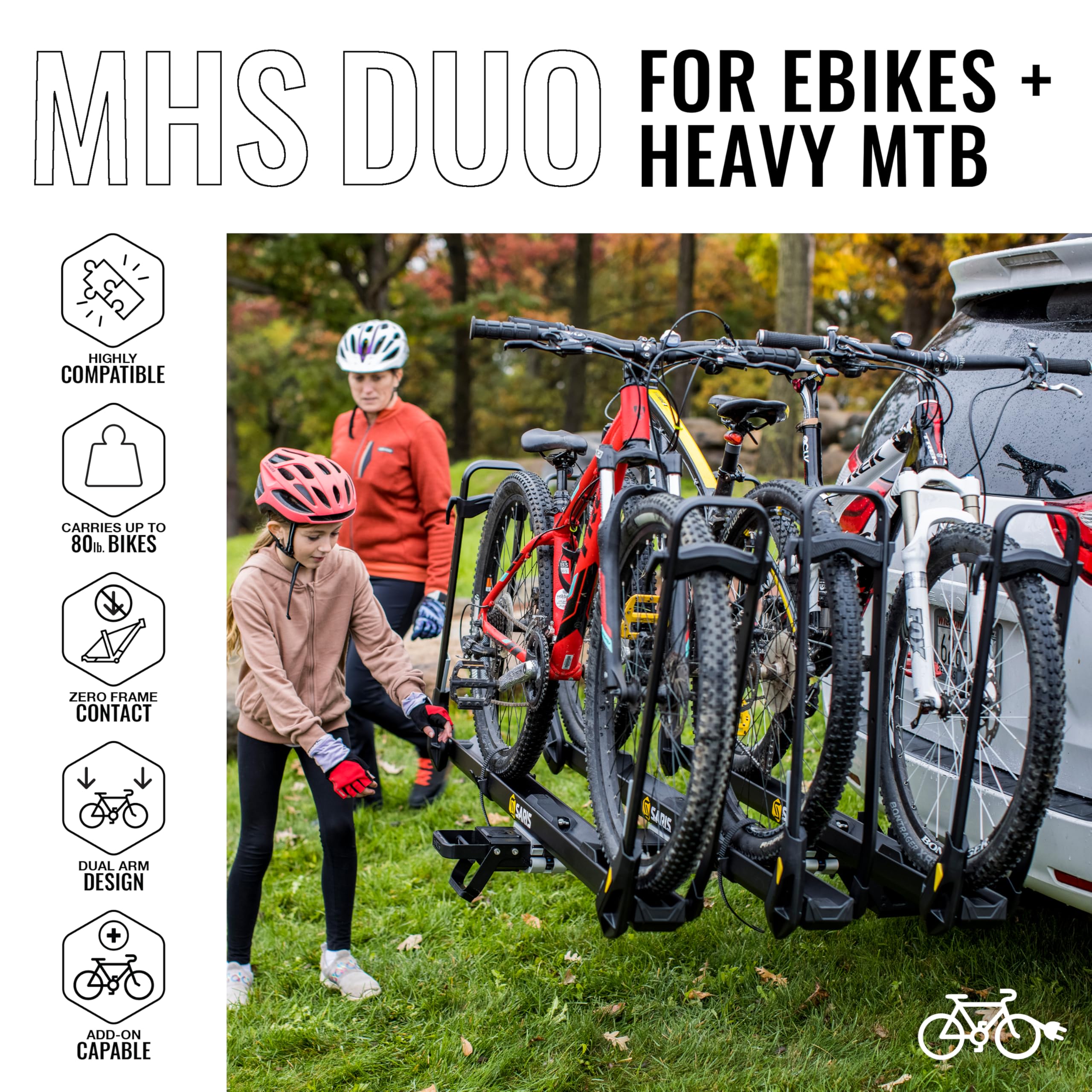 Saris MHS supports up to four bikes for family trips