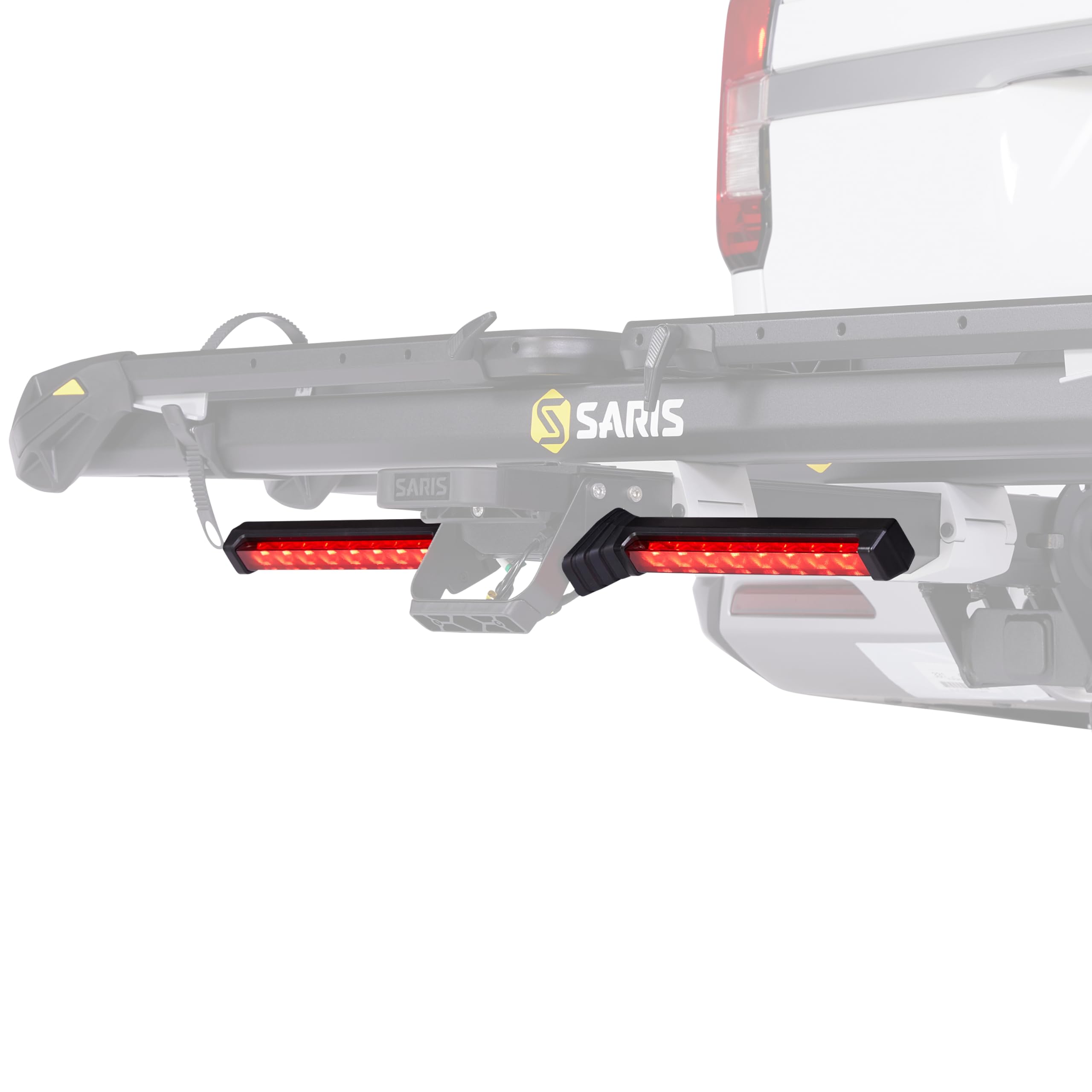 Saris MHS Light Kit taillight on rack enhances rear visibility for safer rides