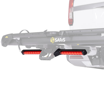 Saris MHS Light Kit taillight on rack enhances rear visibility for safer rides