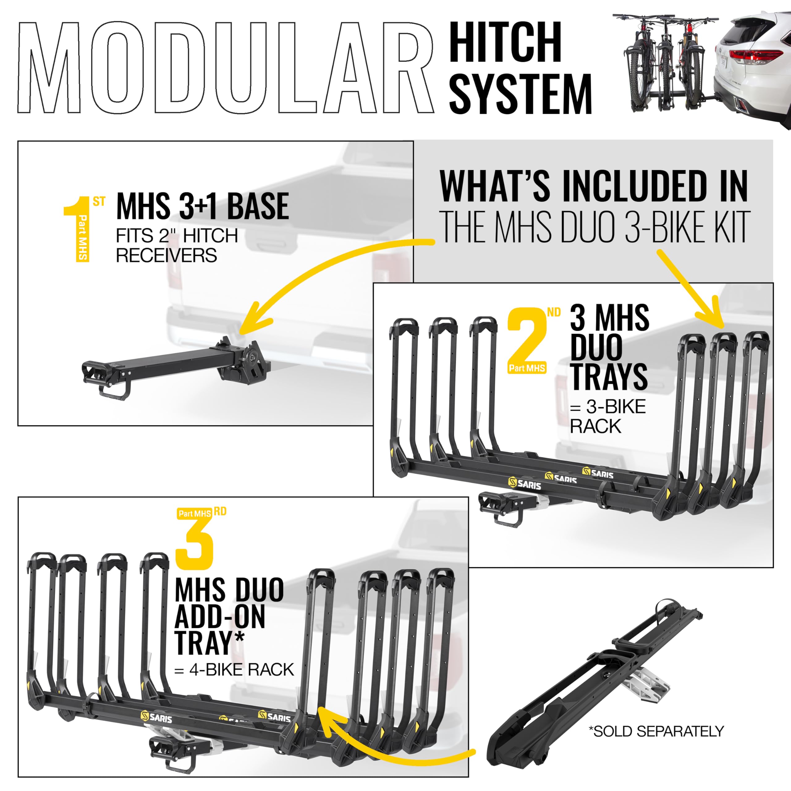 Saris MHS tilting feature enables hatch access with bikes mounted