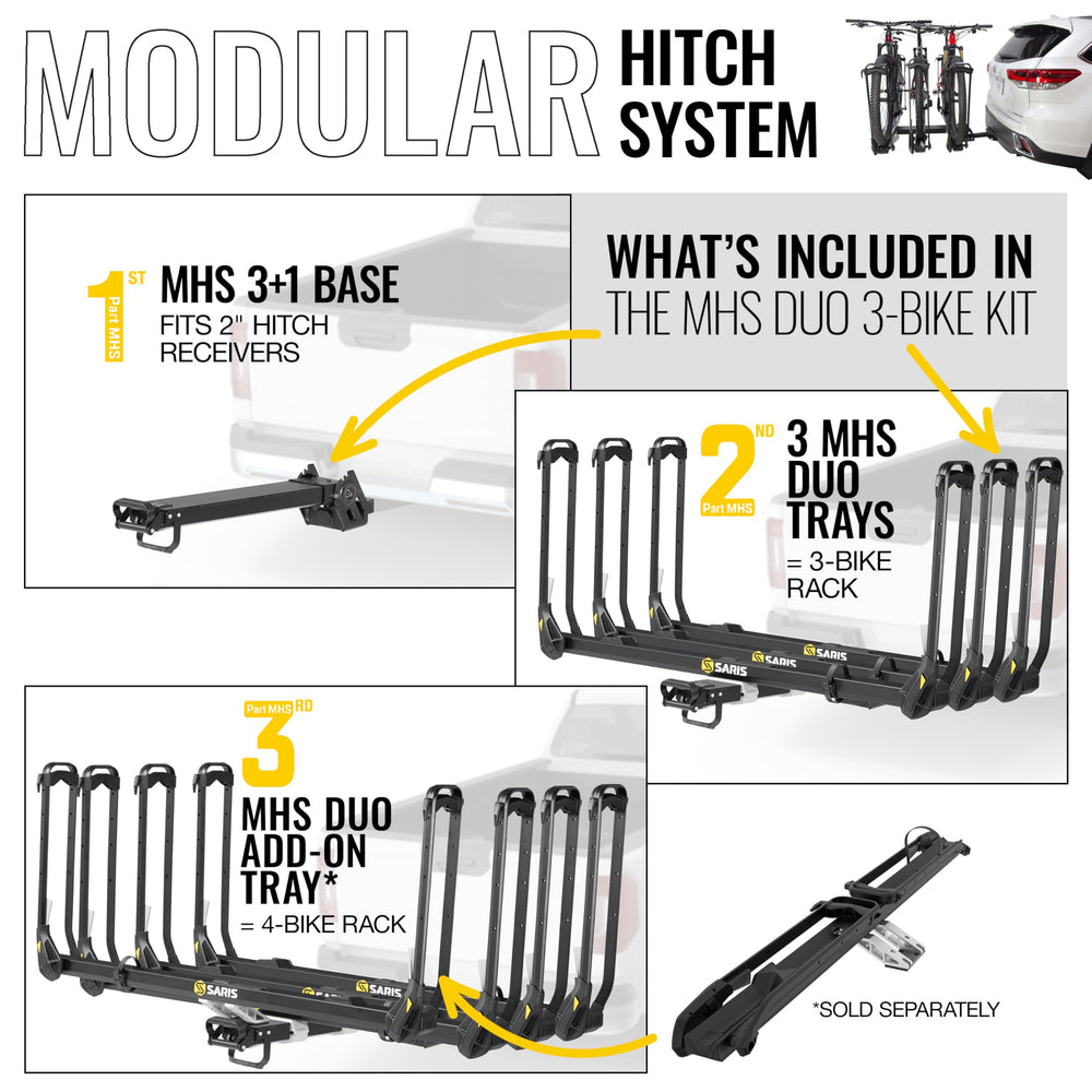 Saris MHS tilting feature enables hatch access with bikes mounted