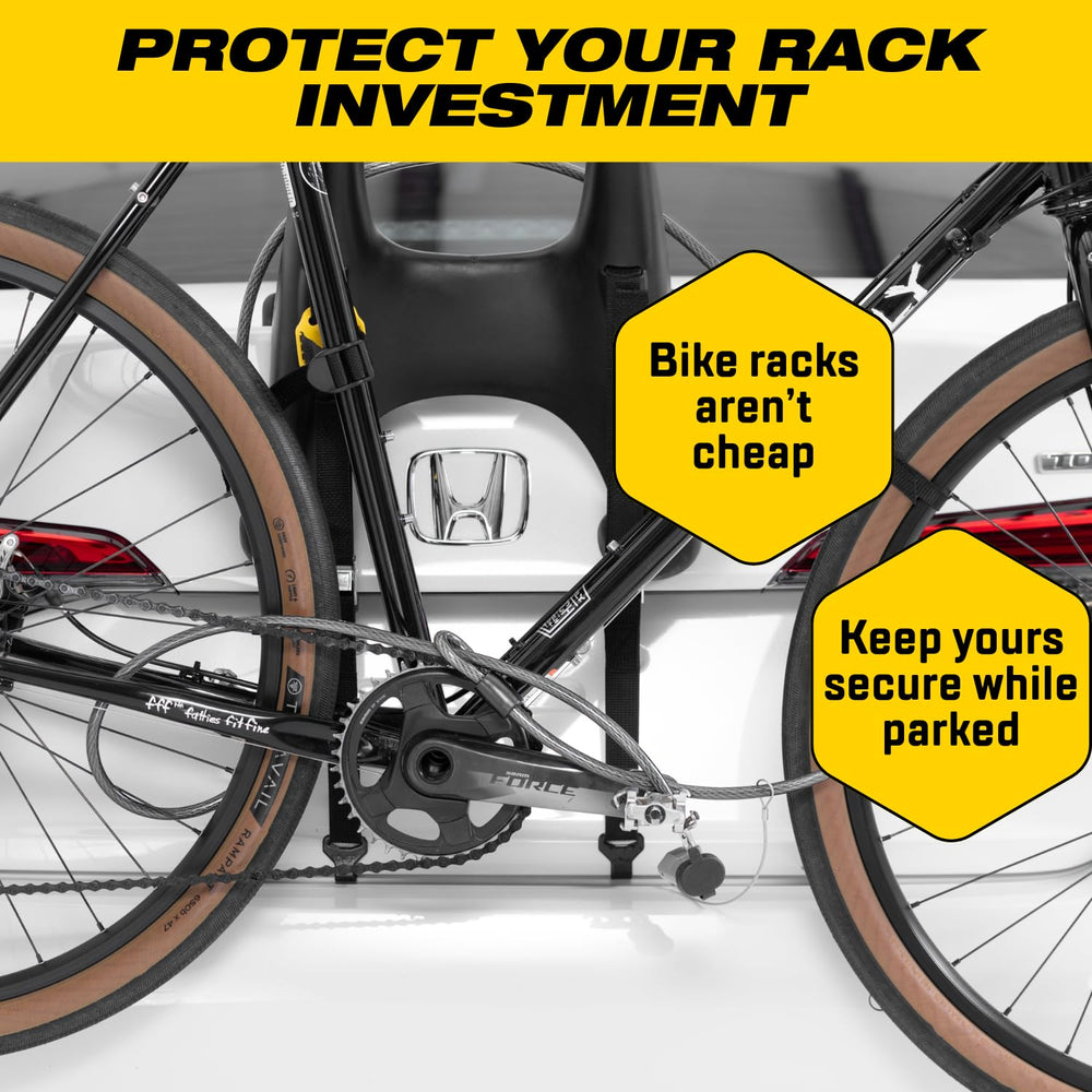 8 ft braided stainless steel cable offers versatile security options.