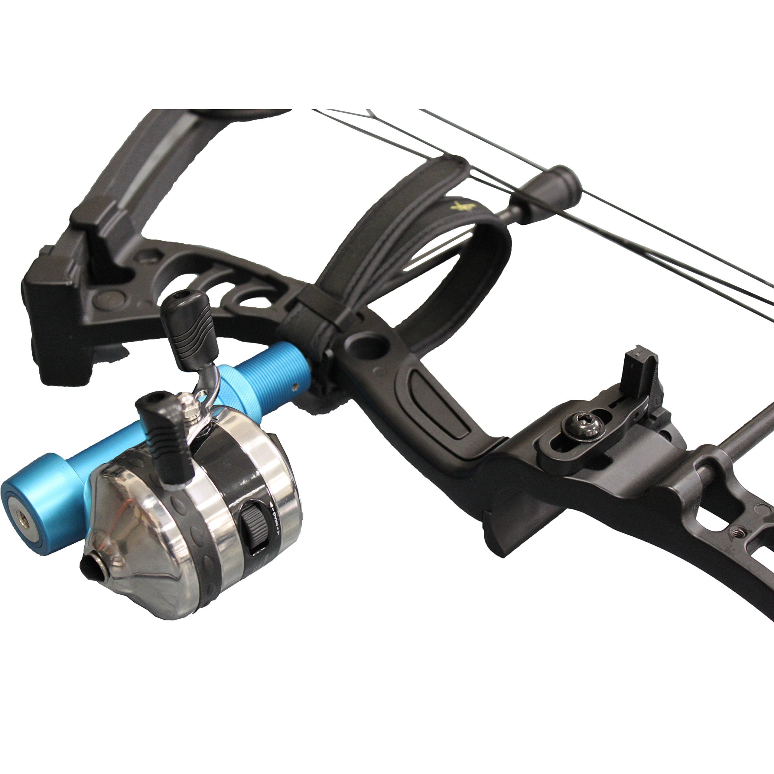 SAS bowfishing reel seat, reel not included, designed for easy upgrade.