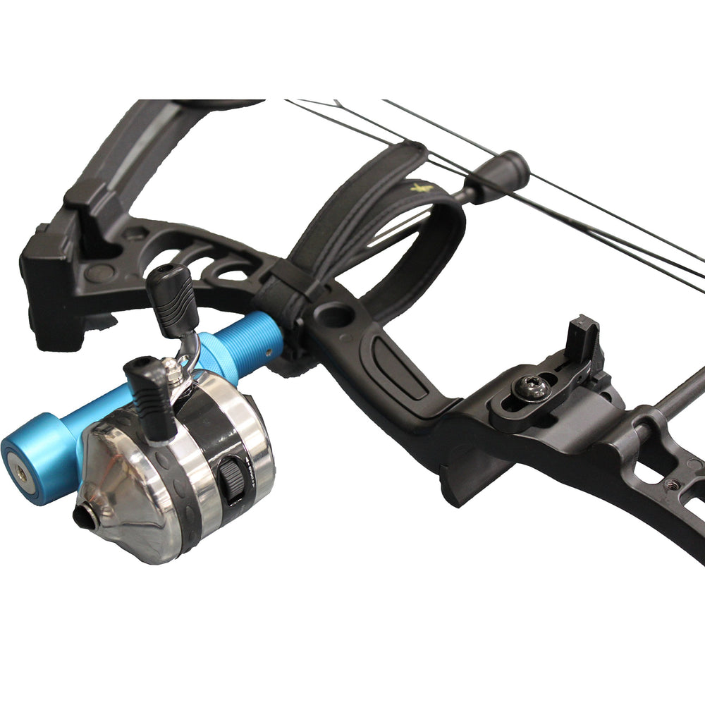 SAS bowfishing reel seat, reel not included, designed for easy upgrade.