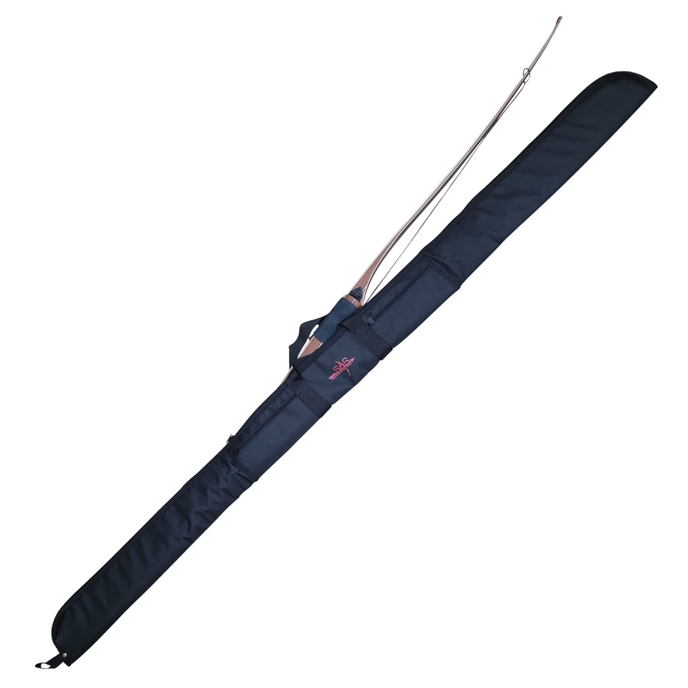 SAS longbow case front pockets organize strings, nocks, and small accessories for quick access.