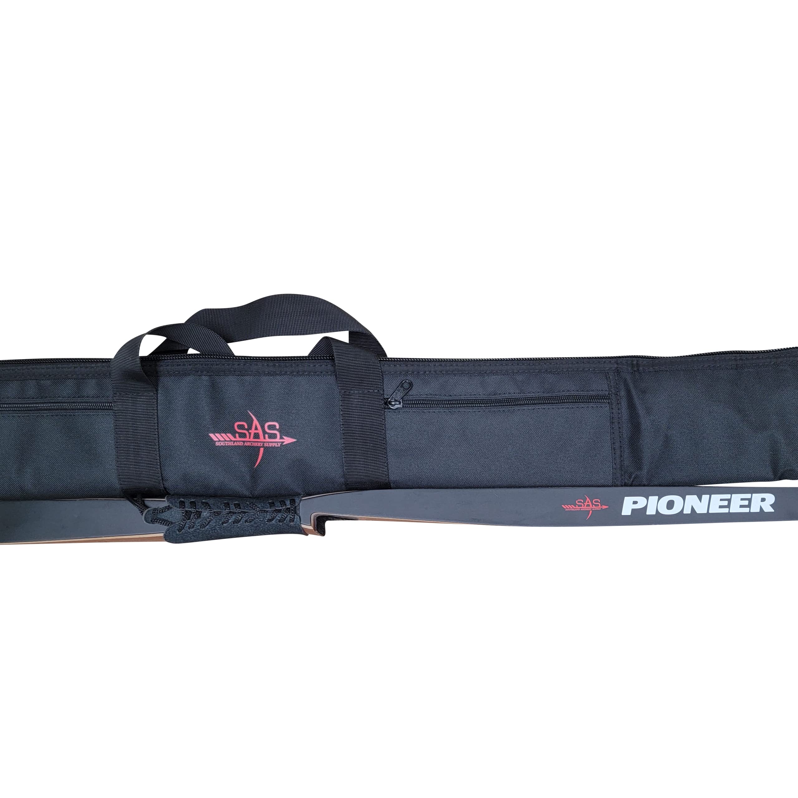 SAS longtraditional bow case carrying handles provide easy transport to range or field.
