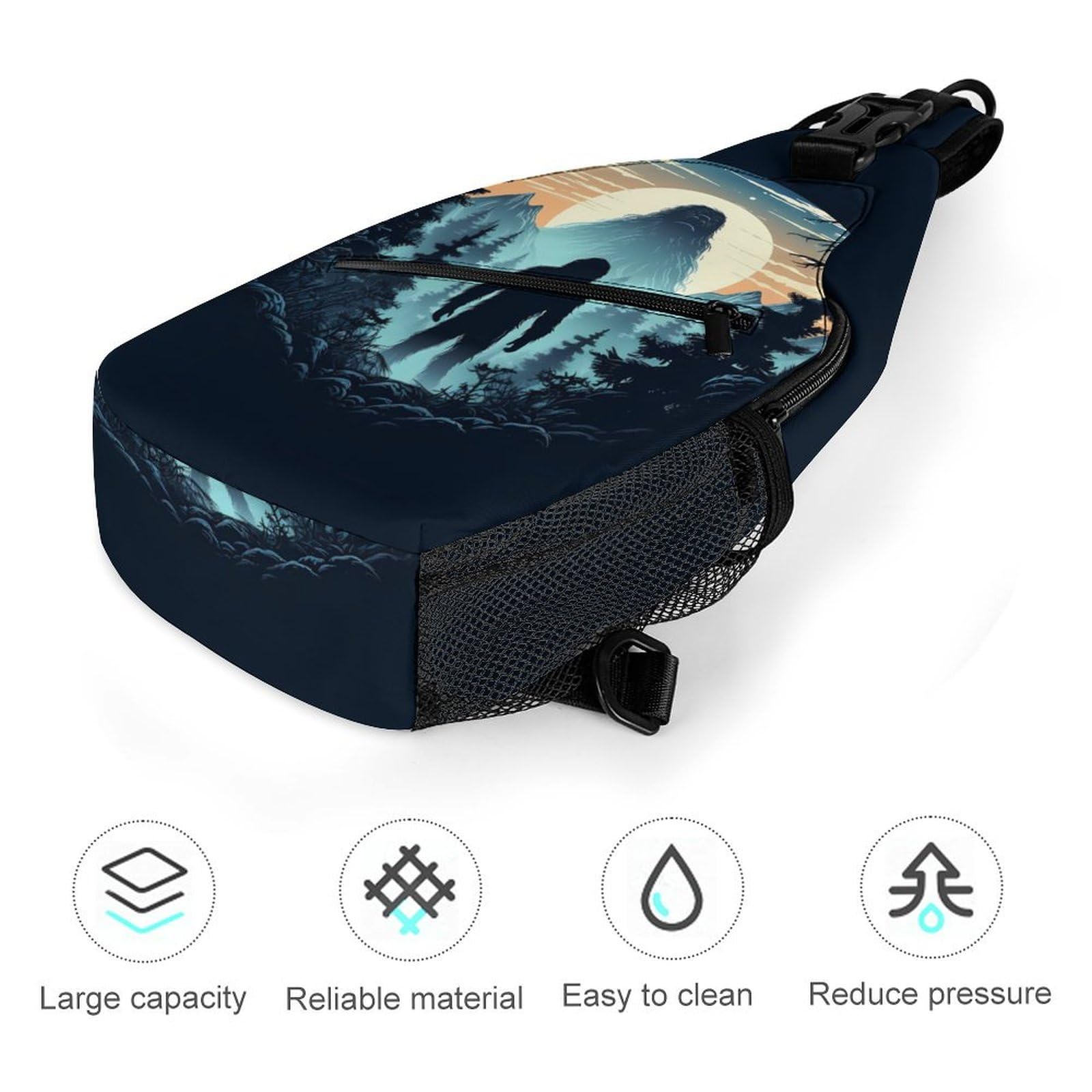 Sasquatch Bigfoot sling bag inner pocket keeps valuables organized securely