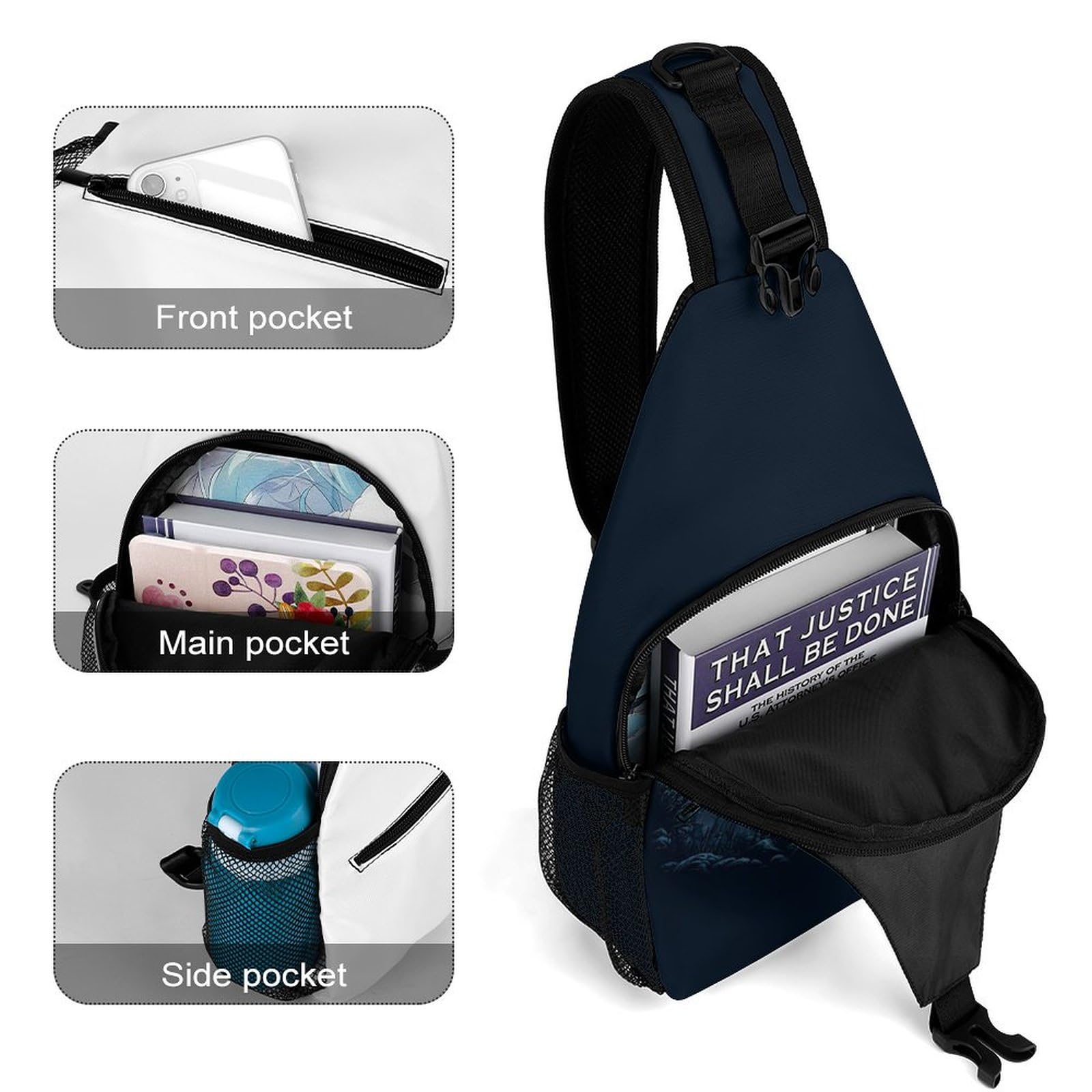 Sasquatch Bigfoot sling bag with mesh side pockets for quick access