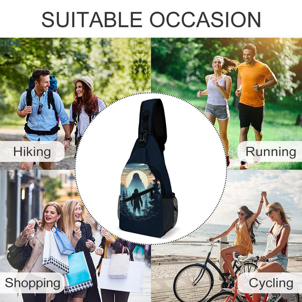 Sasquatch Bigfoot sling bag ideal for travel, hiking, and daily errands