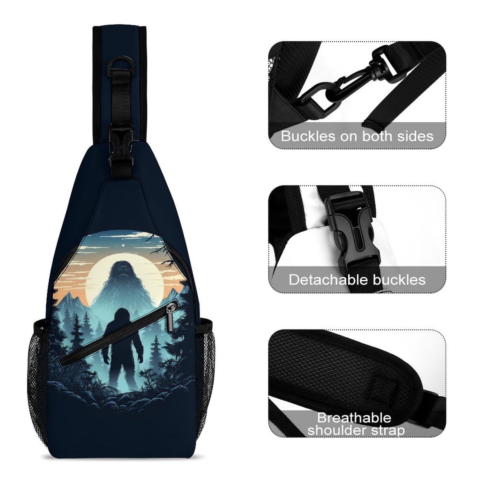 Sasquatch Bigfoot sling bag padded strap reduces shoulder fatigue during wear