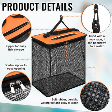 Close-up of rubber-coated nylon mesh on SATINIOR fishing basket