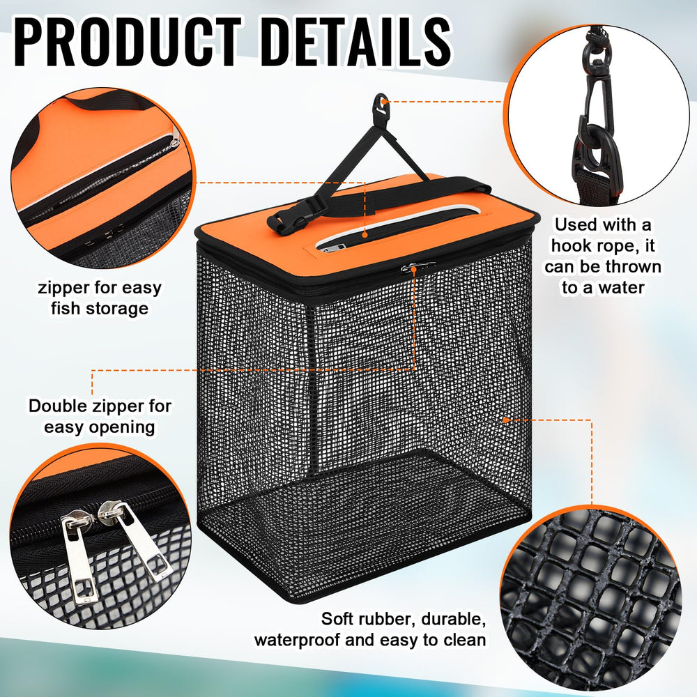 Close-up of rubber-coated nylon mesh on SATINIOR fishing basket