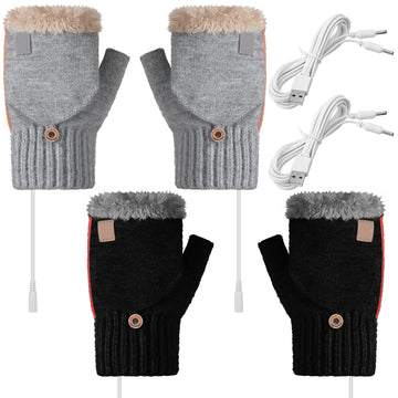 SATINIOR USB Heated Gloves black front view for warm typing and comfort.