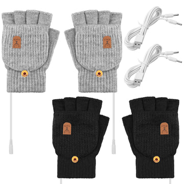 SATINIOR USB heated gloves black pair for typing warmth