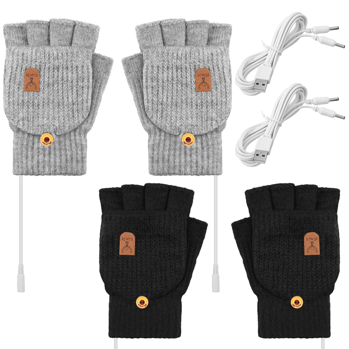 SATINIOR USB heated gloves black pair for typing warmth