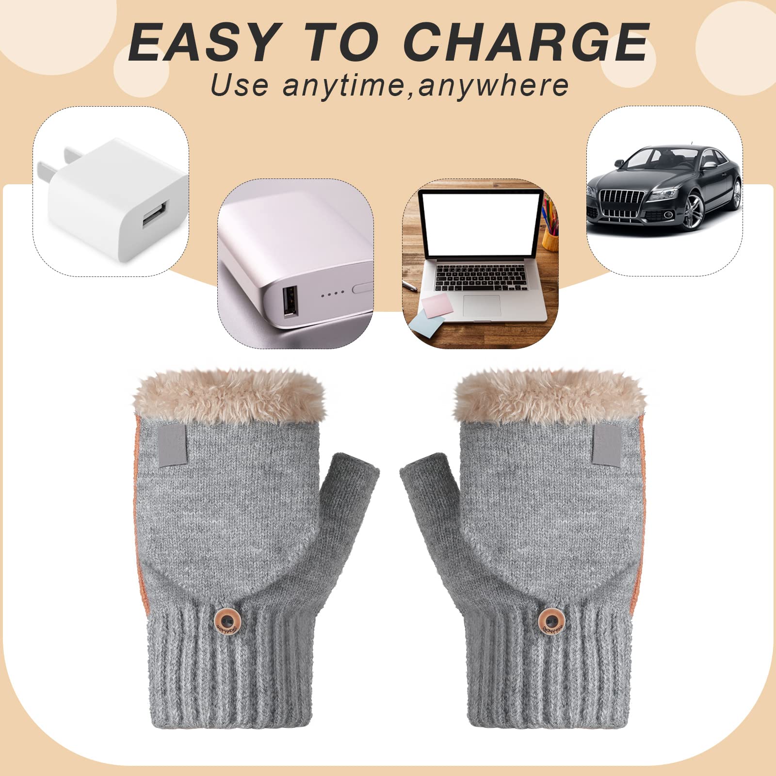 SATINIOR USB Heated Gloves packaging shows color options and practical warmth.