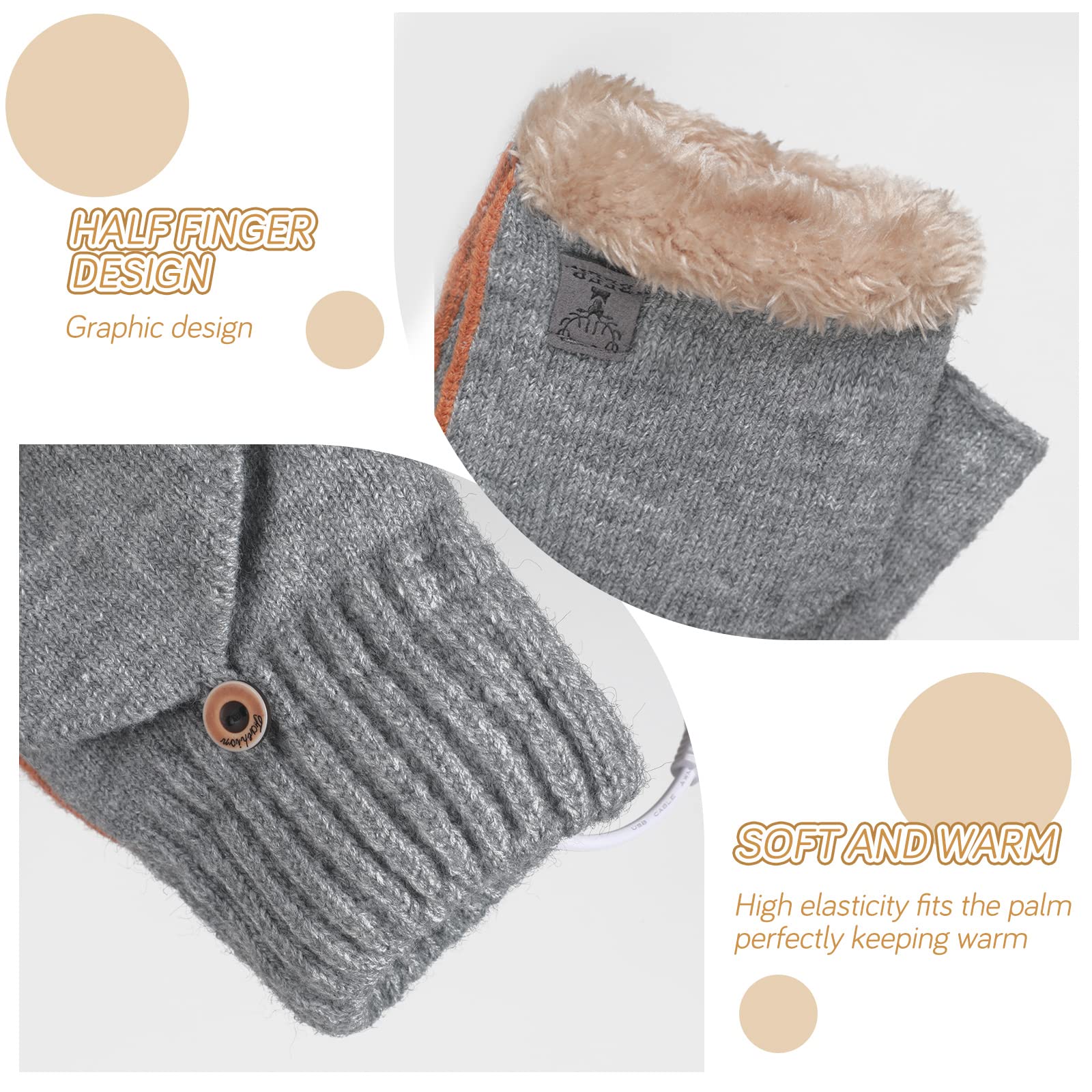 SATINIOR USB Heated Gloves USB connection enabling portable warmth for office or travel.