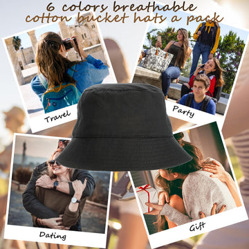 SATINIOR bucket hats color variants - six colors in breathable cotton sun hat collection