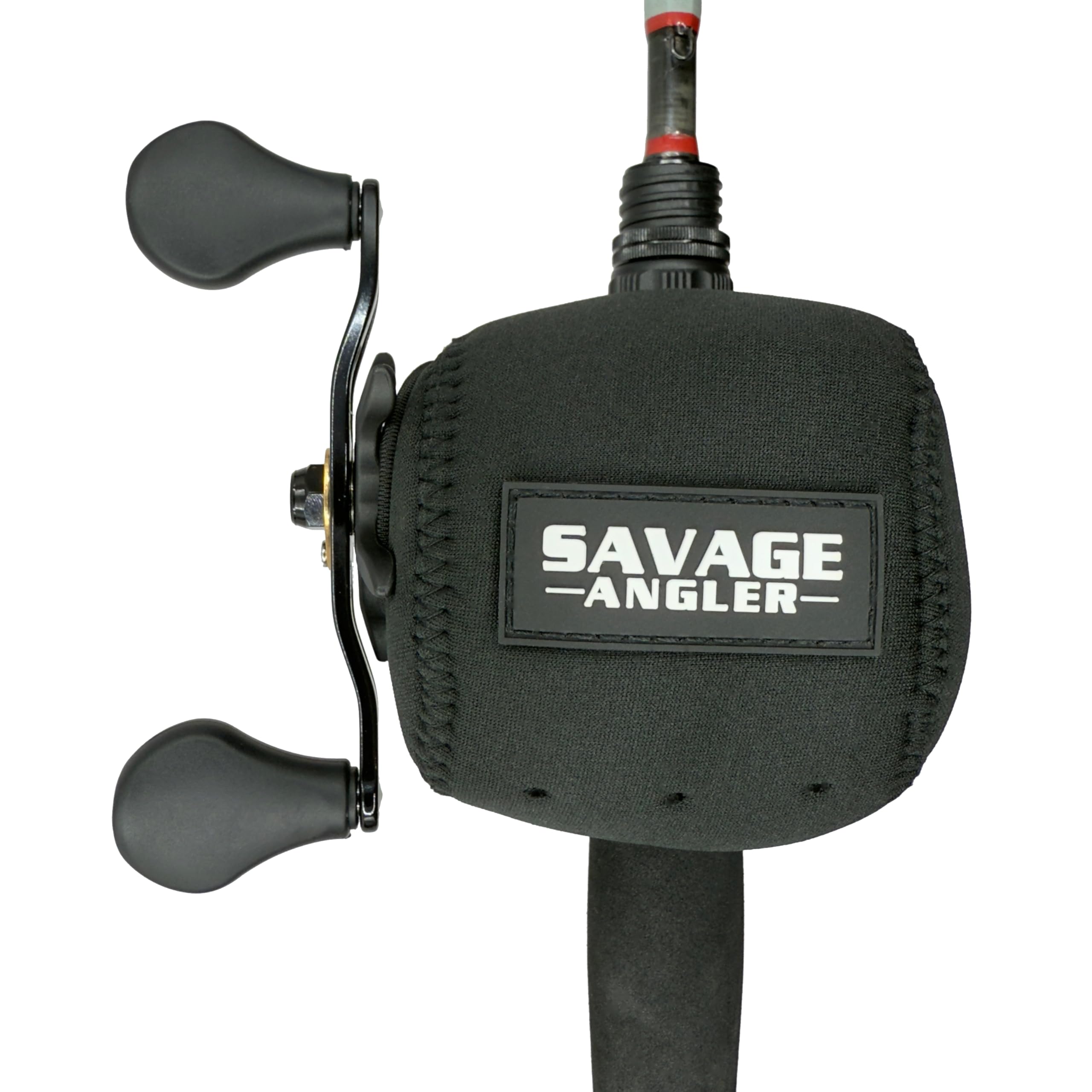 Savage Angler low-profile reel cover for left-handed 50-200 series protects reels from impacts.
