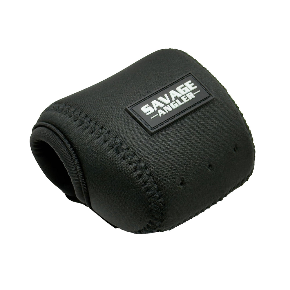 Savage Angler reel cover texture improves grip in wet conditions.