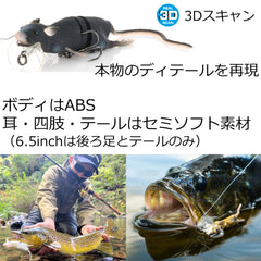 Savage Gear 3D Rad Rat bait, white, demonstrates pivoting motion for side-to-side action