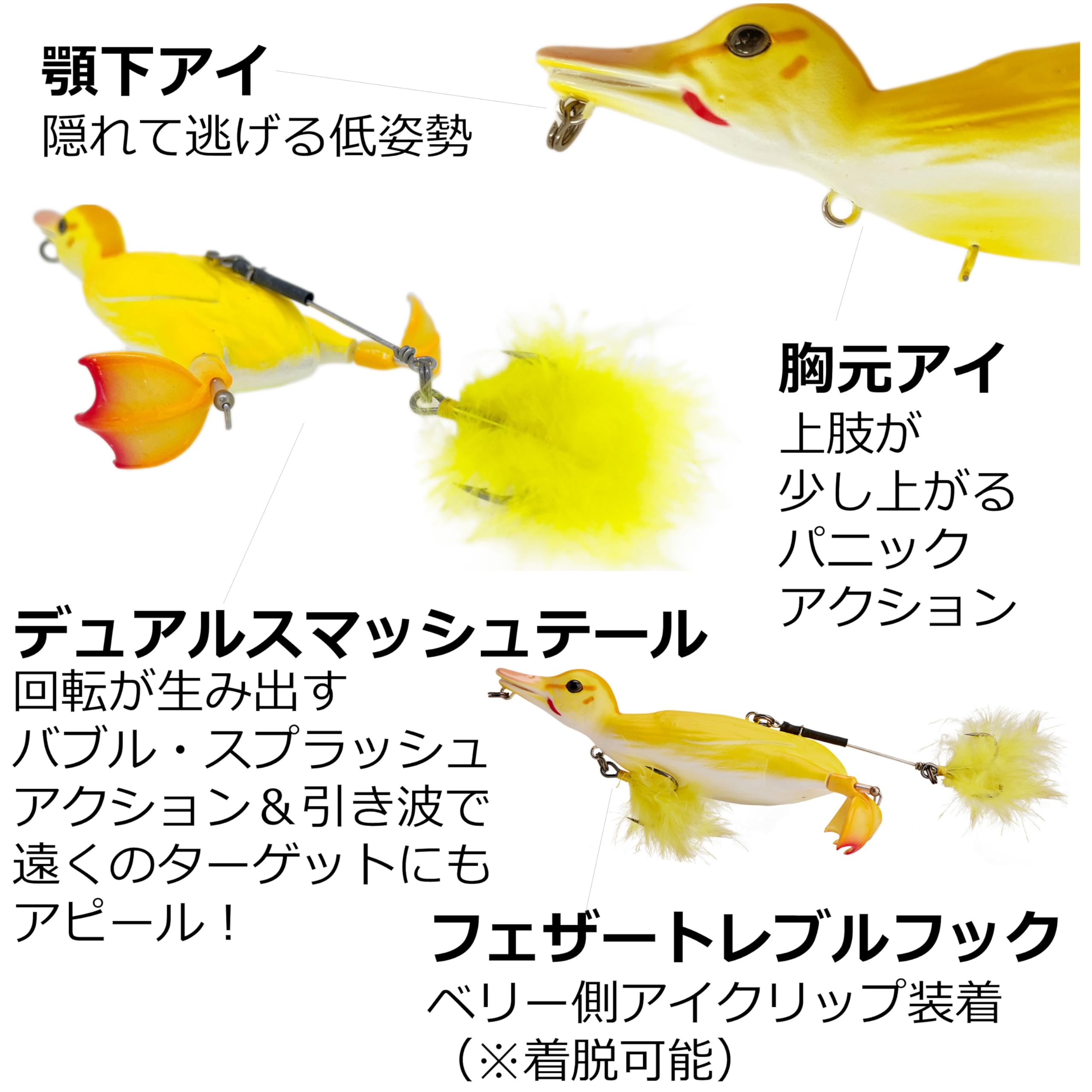 Savage Gear duck bait with rotating feet enhancing motion on the water.