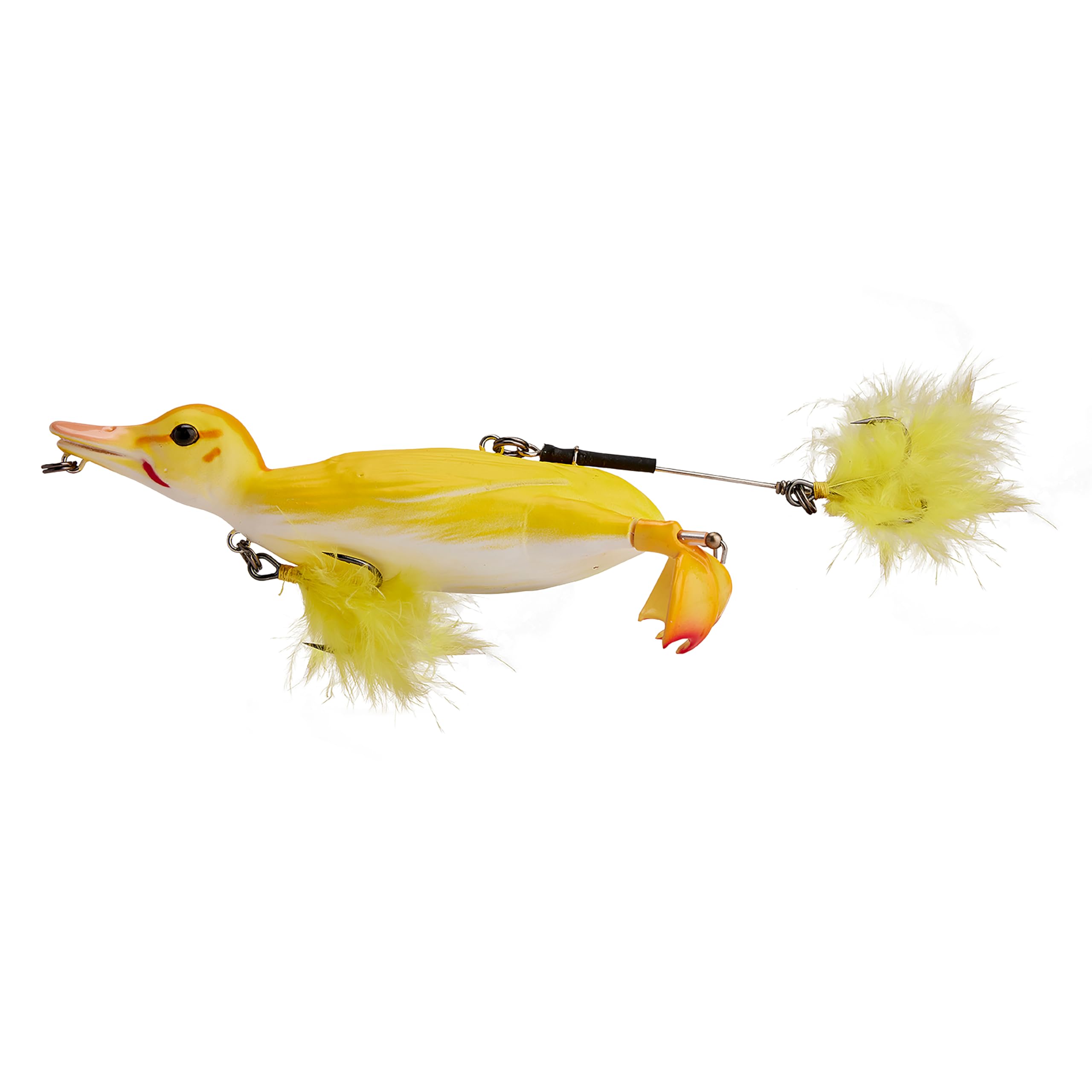 Savage Gear 3D Duck Bait yellow duckling topwater lure ready to entice surface strikes.