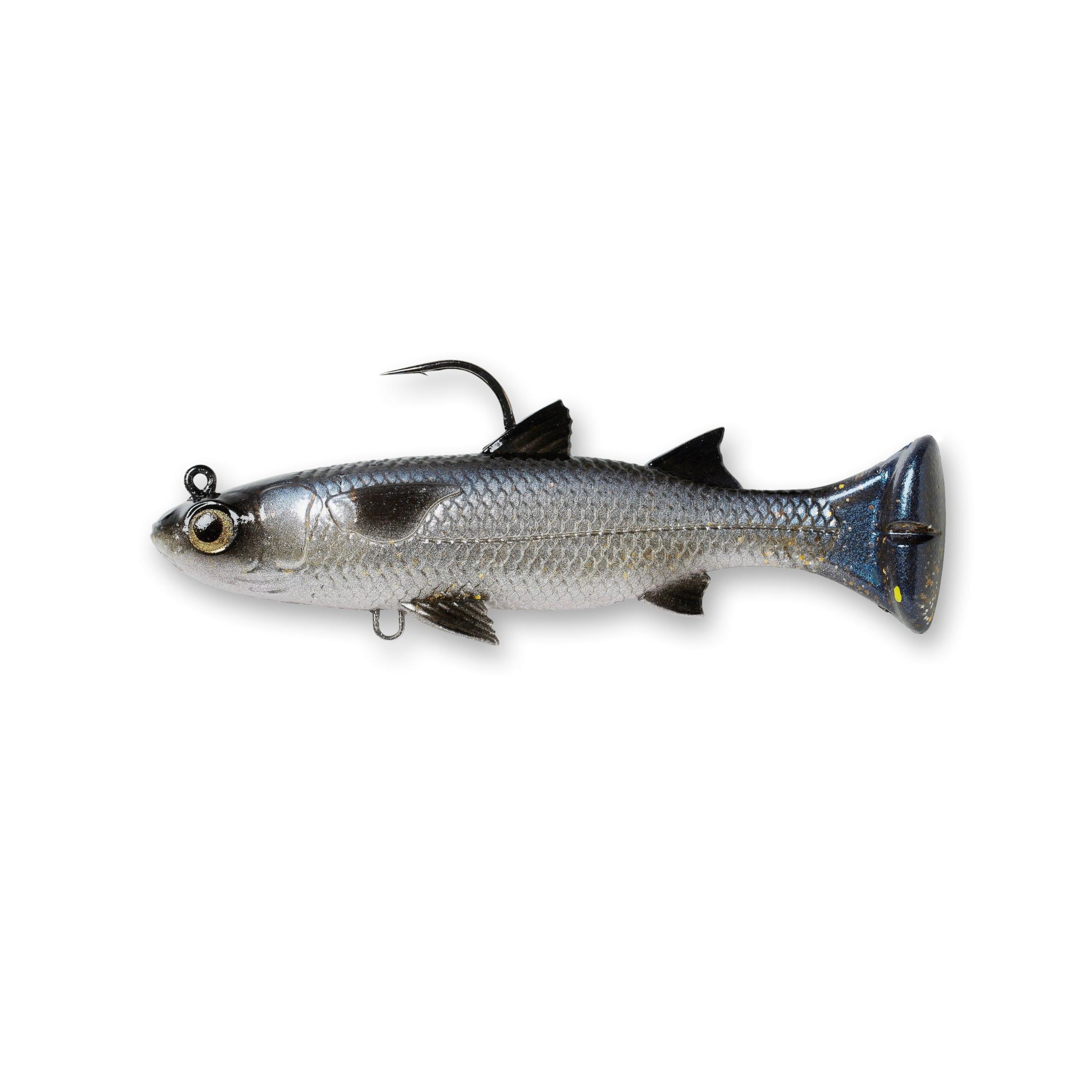 Savage Gear Pulse Tail Mullet lure shows lifelike tail action to attract large predatory fish.