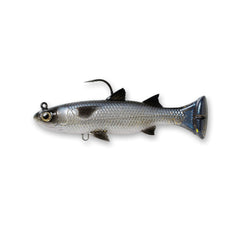 Savage Gear Pulse Tail Mullet lure shows lifelike tail action to attract large predatory fish.