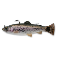 Savage Gear Pulse Tail Trout RTF lure, front view, lifelike trout pattern attracts trophy trout.