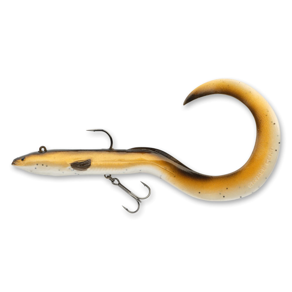 Savage Gear Real Eel pre-rigged lure with olive brown pearl for lifelike action