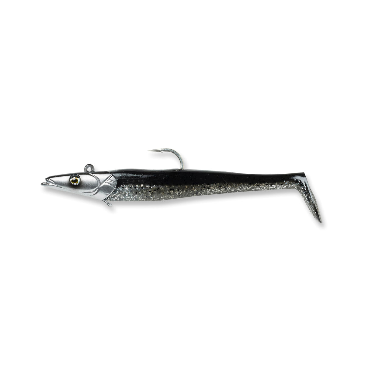 Savage Gear Sandeel lure dirty silver 6-inch with lifelike action for big game fish.