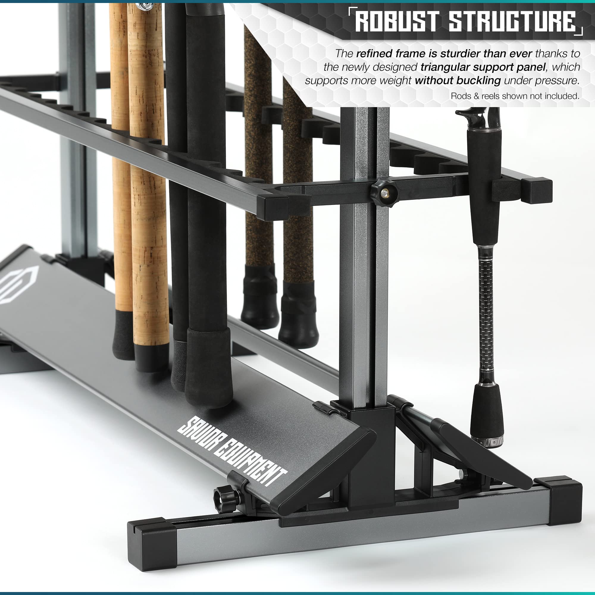 Savior Equipment 36-slot capacity gray rack for multiple rods