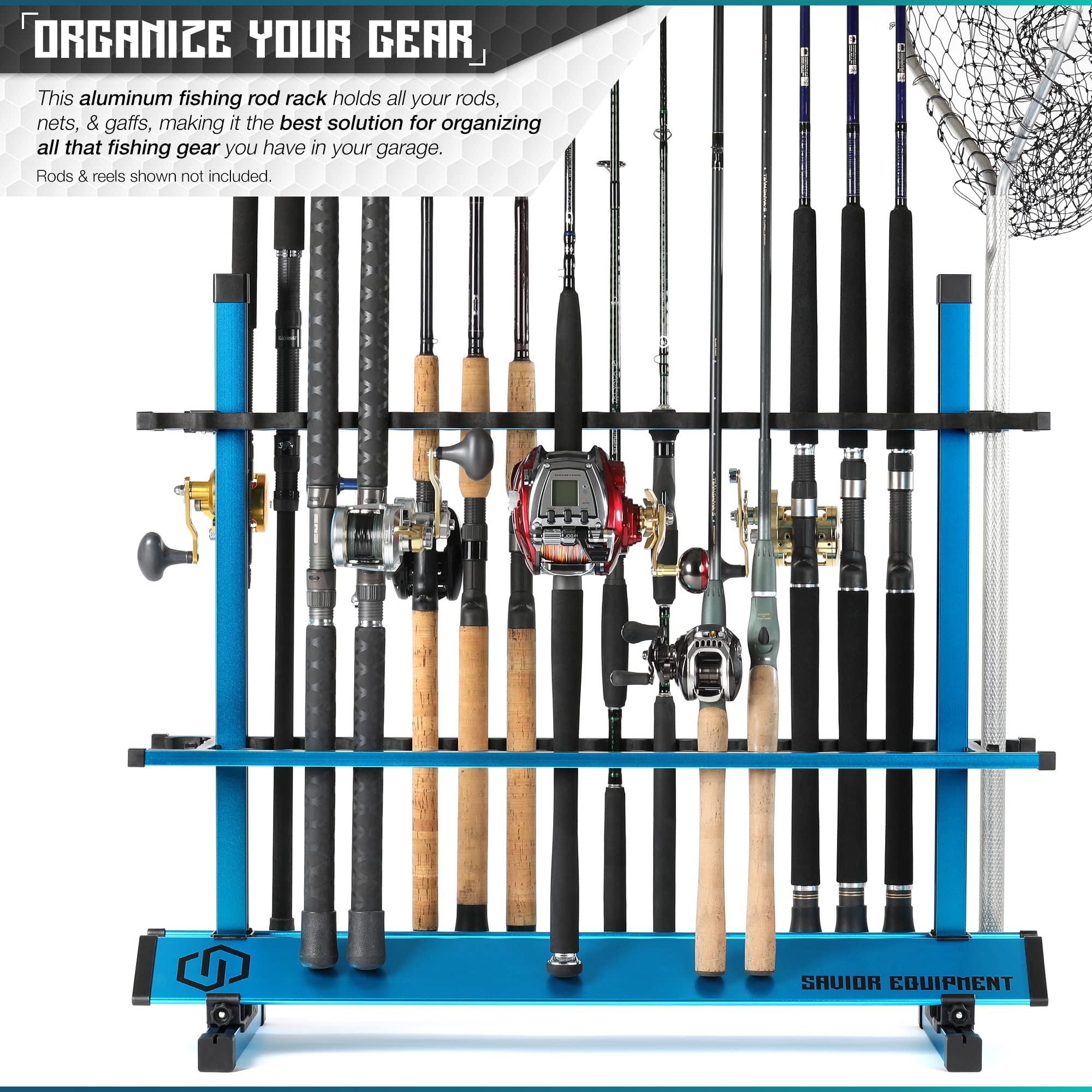 Savior Equipment aluminum rod rack assembly demonstrates easy, tool-free setup