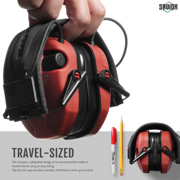 Savior Equipment Apollo earmuffs open packaging showing included batteries