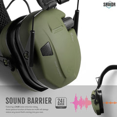 Savior Equipment Apollo earmuffs headband extended for a comfortable, adjustable fit.