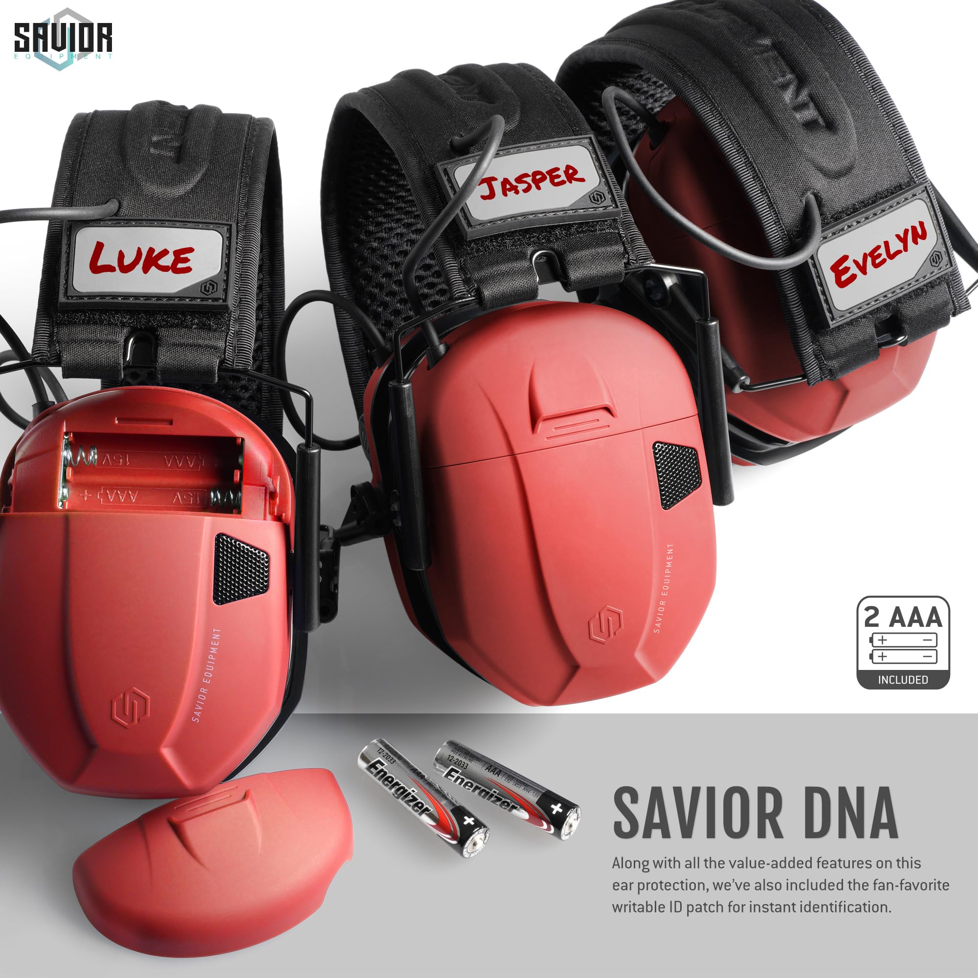 Savior Equipment Apollo earmuffs with writable ID patch and patriot patch