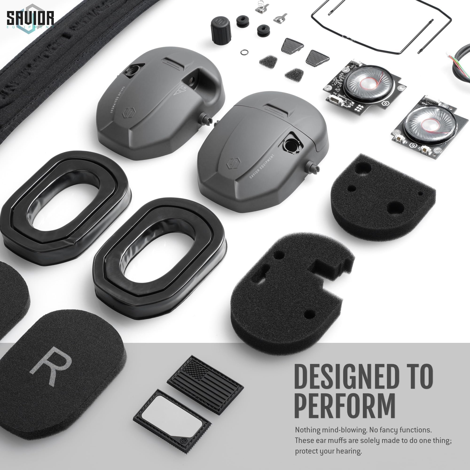 Savior Equipment Apollo ear muffs ID patch and patch personalize your gear.