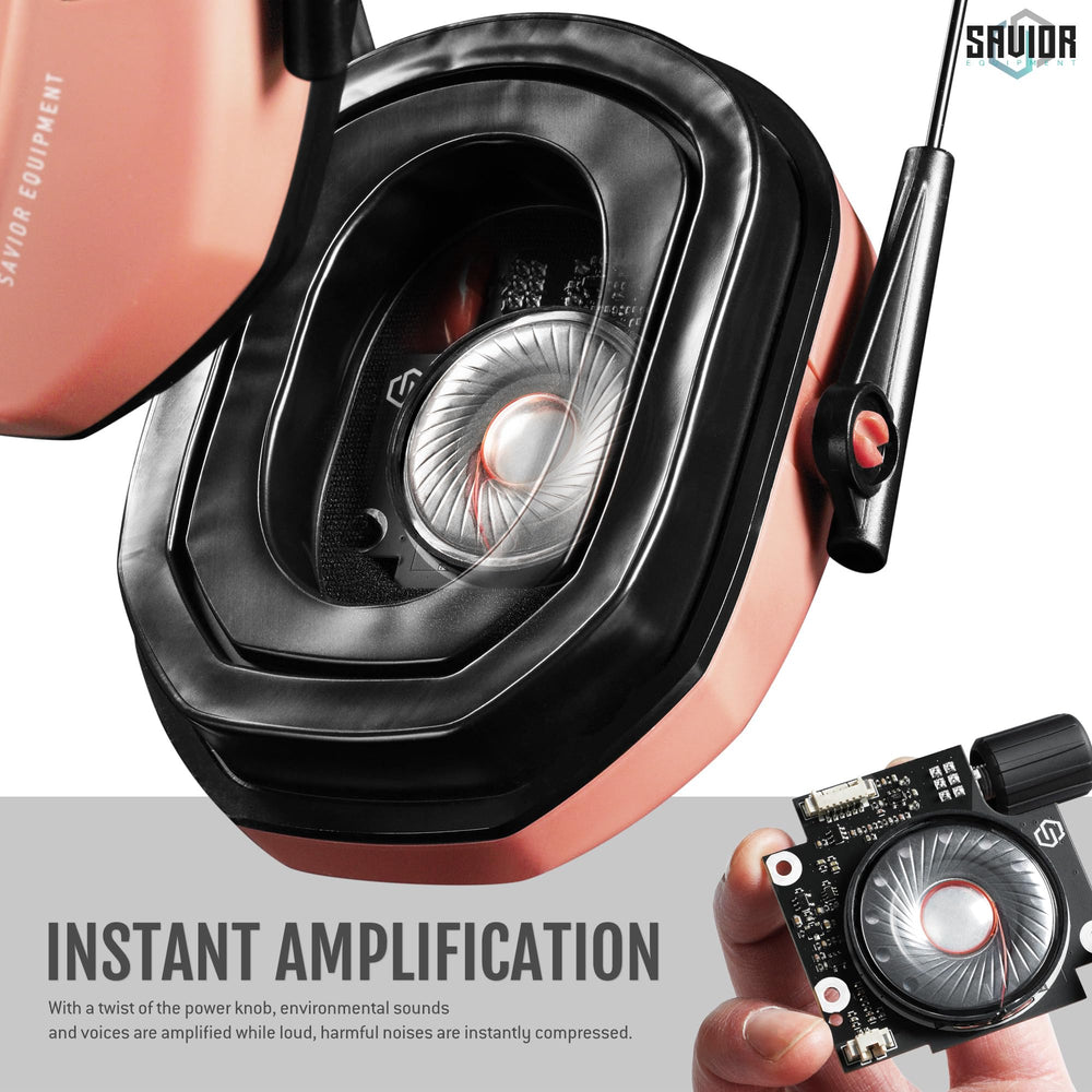 Savior Equipment Apollo earmuffs on head angled view highlighting padded headband for long sessions
