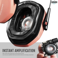 Savior Equipment Apollo earmuffs on head angled view highlighting padded headband for long sessions