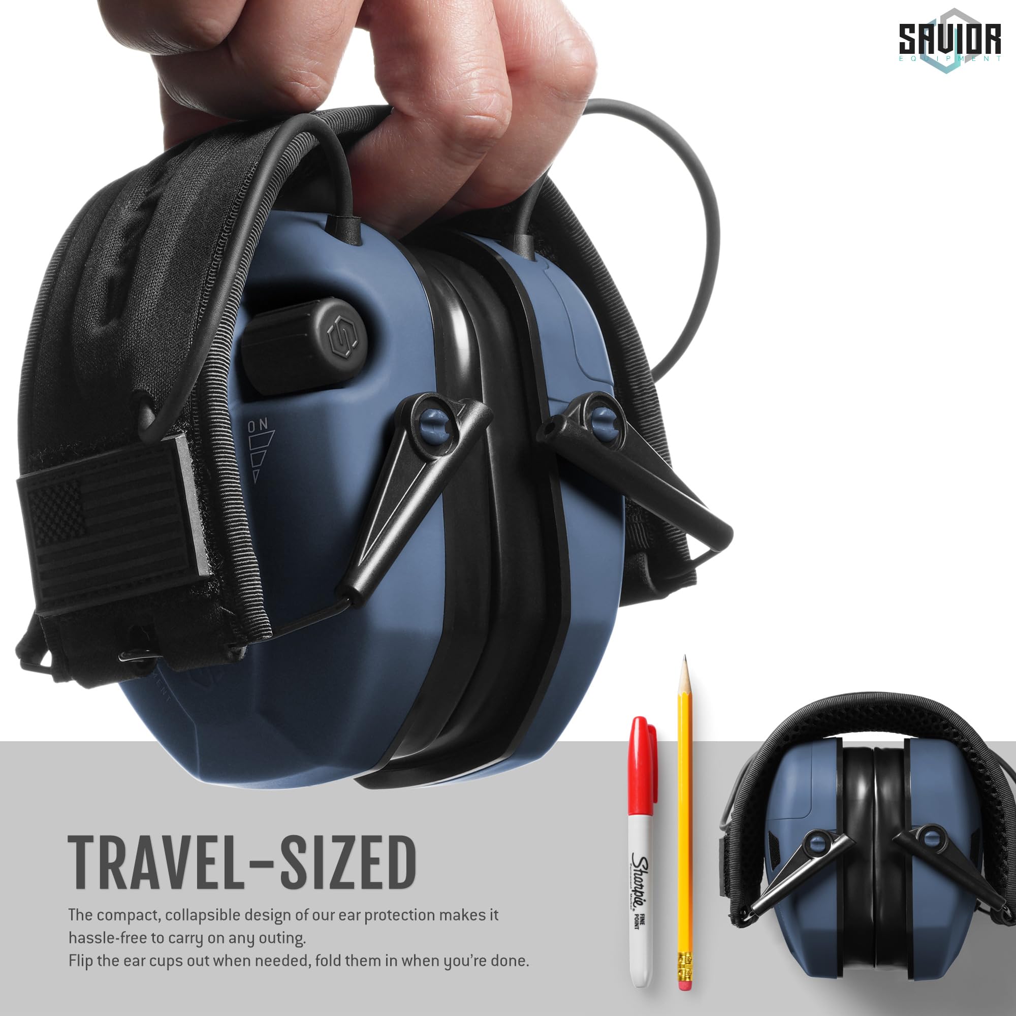 Savior Equipment Apollo ear muffs left-side volume knob for easy control of amplification.