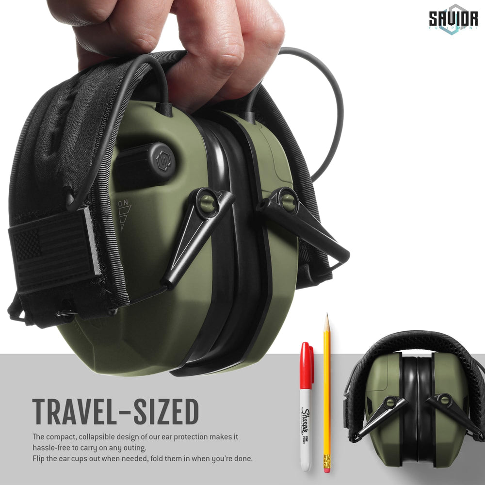 Savior Equipment Apollo earmuffs volume knob for easy sound amplification control.