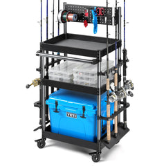 Savior Equipment Mobile Tackle Station Pro 16-rod cart with wheels