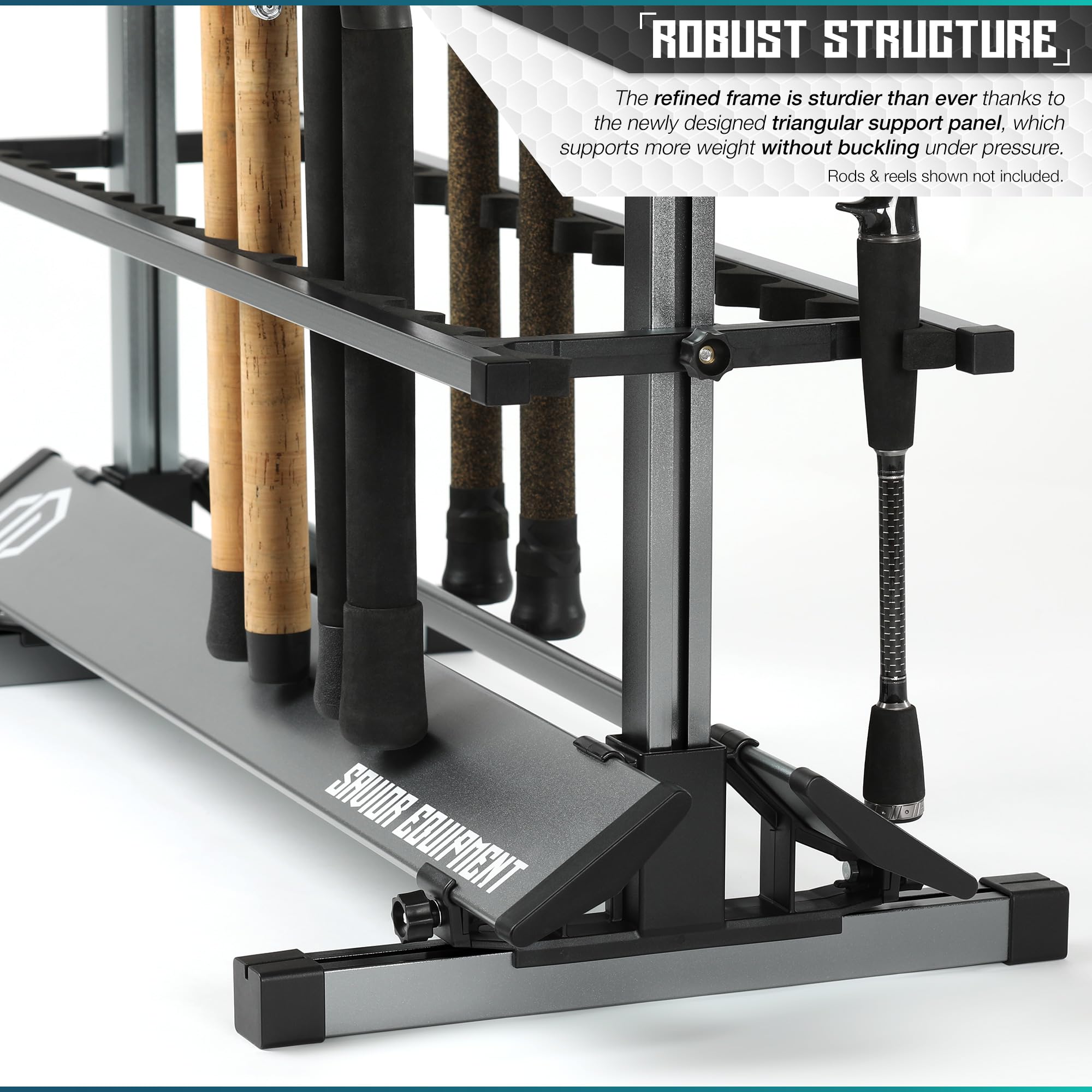 Savior Equipment rod rack 24-slot capacity promotes tidy, easily accessible fishing gear