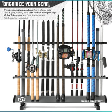Savior Equipment rod rack gray side view for garage organization